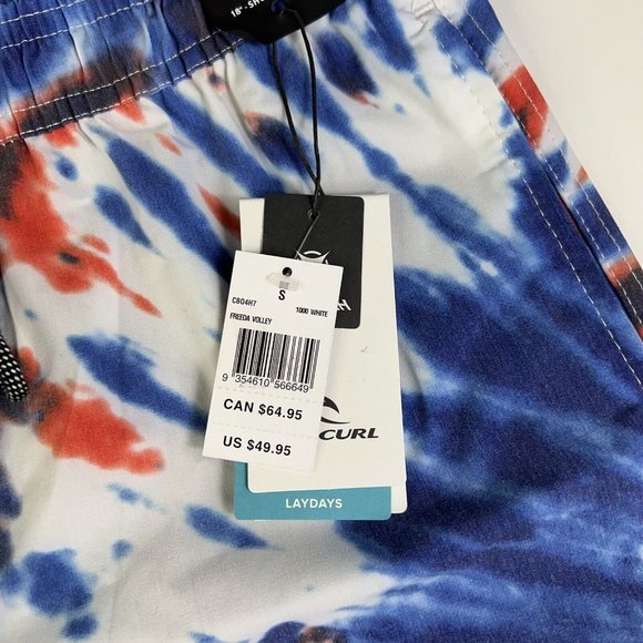 Rip Curl Laydays Mens Freeda Volley Board Shorts Blue Tie Dye Stretch S New - Picture 4 of 12